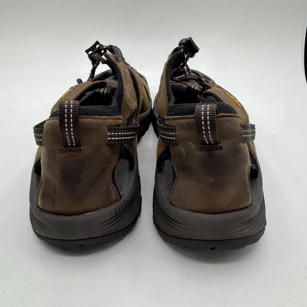Keen Targhee III Mens Sz 12 Sandals Brown Leather Waterproof/Bungee
